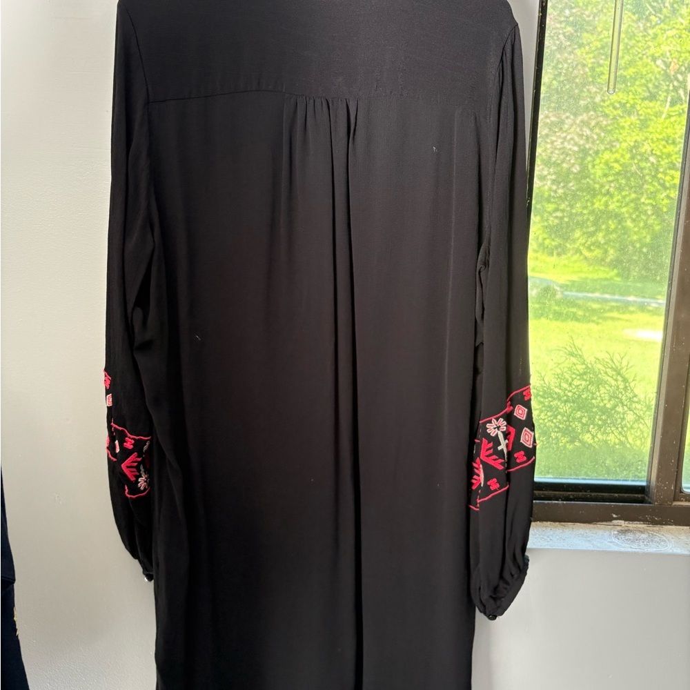 Marks & Spencer Black Dress with Red Embroidery